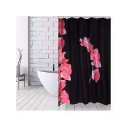 MSV 3700703948001 rideau de douche Anneau Polyester Noir, Rose