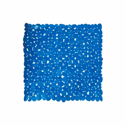 MSV 140890 Alfombrilla de PVC, Guijarro-Design, 53 x 0,1 cm, Azul Oscuro, Bleu, Monochromatique, Carré, Polyvinyl chloride (P ...