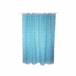 MSV Rideau de douche Polyester WAVE, Motif, Anneau, Polyester, Bleu, 30 °C, 1800 mm