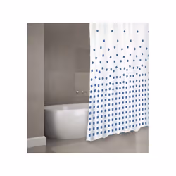 MSV Rideau de douche Polyester THIKA, Motif, Anneau, Polyester, Bleu, Blanc, 30 °C, 1800 mm