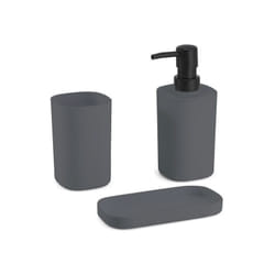 MSV - Ensemble 3 accessoires de salle de bain lona Gris foncé