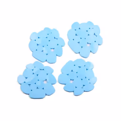 MSV LOT DE 4 TAPIS, Bleu, Monochromatique, Rond, Polyvinyl chloride (PVC), 12 x 13 cm