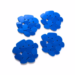 MSV LOT DE 4 TAPIS ANTIDERAPANTS DE DOUCHE OU BAIGNOIRE, Bleu, Monochromatique, Rond, Polyvinyl chloride (PVC), 12 x 13 cm