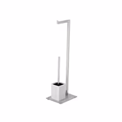 MSV Combiné Wc, Support et brosse pour toilettes, Noir, Acier inoxydable, Blanc, Verre, Acier inoxydable, Acier inoxydable, 2 ...