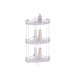MSV Etagère d'angle de douche 3 niveaux à fixer AGADIR, Blanc, Acier, 250 mm, 250 mm, 615 mm