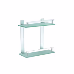 MSV Estante 2 Niveles DE Aluminio Y Vidrio TABARCA 30 X 13 CM, Cromado, 30x30x13 cm, Aluminium, Verre, Argent, Blanc, Mural, ...