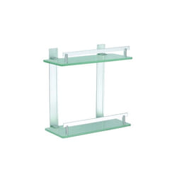 MSV Estante 2 Niveles DE Aluminio Y Vidrio TABARCA 30 X 13 CM, Cromado, 30x30x13 cm Aluminium, Verre Mural Serviteur de douche