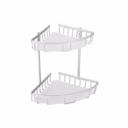 MSV ETAGÈRE D'ANGLE DE DOUCHE, Polyvinyl chloride (PVC), Aluminium, Blanc, Mural, Serviteur de douche, 360 mm, 265 mm