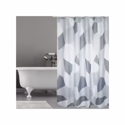 MSV "Origami – Cortina de Ducha (poliéster, Multicolor, 180 x 200 cm rideau de douche Anneau Polyester Gris, Blanc