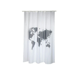 MSV 3700703957522 rideau de douche Anneau Polyester Gris, Blanc