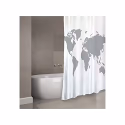 MSV 3700703957522 rideau de douche Anneau Polyester Gris, Blanc