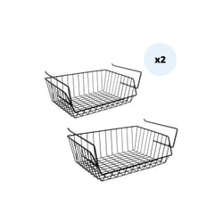 MSV Lot de 2 paniers de rangement sous étagère 40x27x17,5cm en Acier Noir Mat