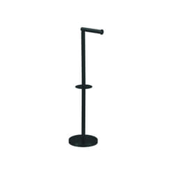 MSV - Porte Rouleau Papier Wc sur pied avec system reserve top tournable sur socle Acier Noir mat