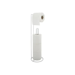 MSV - Porte rouleau papier wc sur pied avec réserve amy Acier Blanc mat