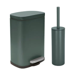 Spirella - Set Poubelle à pédale 5L & Brosse Wc akira Vert Foncé mat