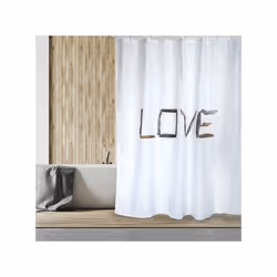 Rideau de douche Polyester LOVE 180x200cm Beige - Anneaux inclus MSV