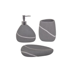 Ensemble 3 accessoires de salle de bain Céramique zen Gris MSV