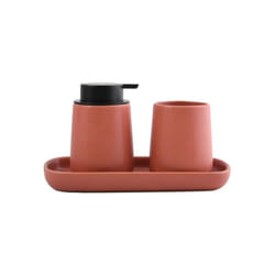 MSV - Lot de 3 accessoires de salle de bain en céramique maonie Terracotta mat