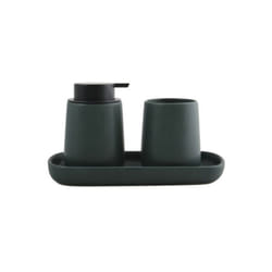 MSV - Lot de 3 accessoires de salle de bain en céramique maonie Vert Foncé mat