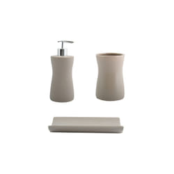 MSV - Ensemble 3 accessoires de salle de bain Céramique palma Taupe