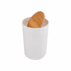 MSV 3700703991830 poubelle 5 L Rond Bambou, Polypropylène (PP) Bambou, Blanc