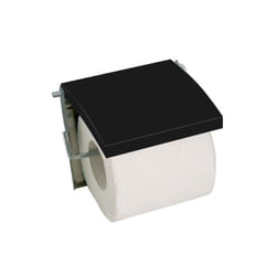 MSV 140408 - Portarrollos para Papel higiénico (Madera DM y Acero Inoxidable, 13 x 15 x 1,5 cm), Color Negro Mural Noir