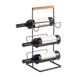 MSV - Etagère range bouteilles design industriel Bois & Acier elie Noir mat