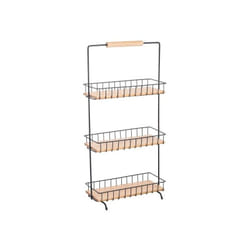 MSV 110615 étagère fonctionnelle Bois Acier Noir, Bois naturel
