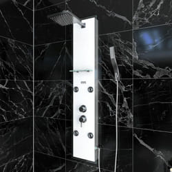 Colonnne de douche a hydromassage - 22x125cm - en verre trempe + buses hydromassantes- epsilon white