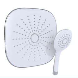 douche de tête carrée et douchette a main picots anticalcaires - white shower concept