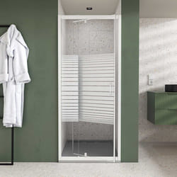 Porta doccia girevole estensibile da 69 a 80 x 185cm - profili bianchi - vetro temperato 4mm - flexy