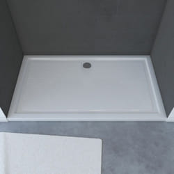 Receveur de douche a poser extra-plat anti-derapant en acrylique blanc rectangle - 140x80cm