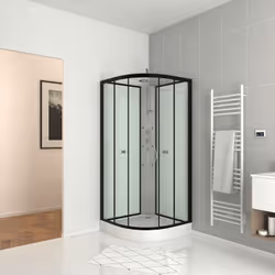 Description générale Découvrez cette cabine de douche au design moderne, dotée d'une structure en aluminium laqué noir mat. E ...