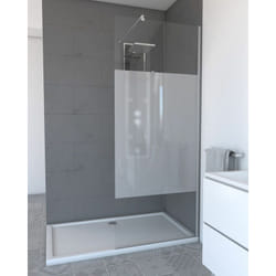 Paroi de douche 80x200cm - verre trempé dépoli 8mm - profilé chrome - freedom 2 frosted