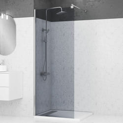 Paroi de douche 80x200cm - verre trempé fumé 8mm - profilé chrome - freedom 2 smoked