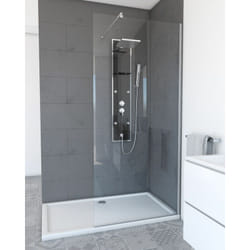 Paroi de douche 90x200cm - verre trempé transparent 8mm - profilé chrome - freedom 2 chromed