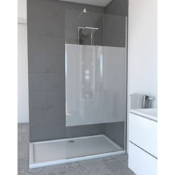 Paroi de douche 90x200cm - verre trempé dépoli 8mm - profilé chrome - freedom 2 frosted