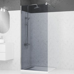 Paroi de douche 90x200cm - verre trempé fumé 8mm - profilé chrome - freedom 2 smoked