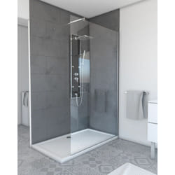 Paroi de douche 120x200cm - verre trempé transparent 8mm - profilé chrome - freedom 2 chromed