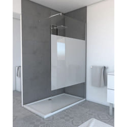 Paroi de douche 120x200cm - verre trempé dépoli 8mm - profilé chrome - freedom 2 frosted