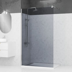 Paroi de douche 120x200cm - verre trempé fumé 8mm - profilé chrome - freedom 2 smoked