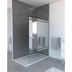 Paroi de douche avec bande miroir 120x200cm - verre 8mm - profilé chrome - freedom 2 mirror
