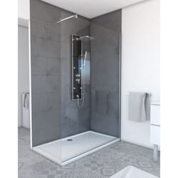 Paroi de douche 140x200cm - verre trempé transparent 8mm - profilé chrome - freedom 2 chromed