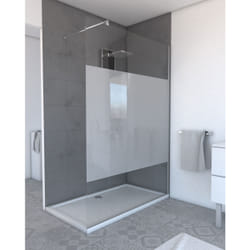 Paroi de Douche 140x200cm - Verre Trempé Dépoli 8mm - Profilé Chrome - freedom 2 frosted