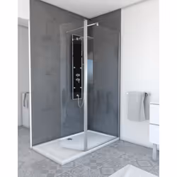 Volet pivotant pour paroi de douche fixe - 40x200cm - verre transparent 6mm - profile chromé