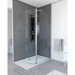 Volet pivotant pour paroi de douche fixe - 40x200cm - verre transparent 6mm - profile chromé