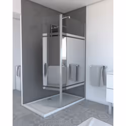 Volet pivotant pour paroi de douche fixe - 40x200cm - verre 6mm avec bande miroir - profile chromé