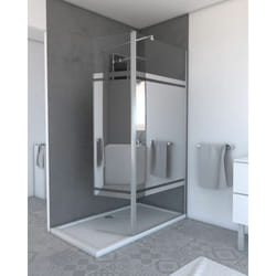 Volet pivotant pour paroi de douche fixe - 40x200cm - verre 6mm avec bande miroir - profile chromé