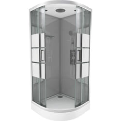Aurlane - cabine de douche 1/4 de cercle 90x90x215cm avec bande depolie - silvery stripe round