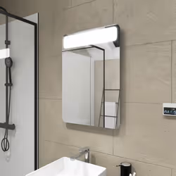 Caractéristiques techniques Miroir IP44 avec support MDF Eclairage Led Puissance : 3W Indice de protection : IP44 Transformat ...